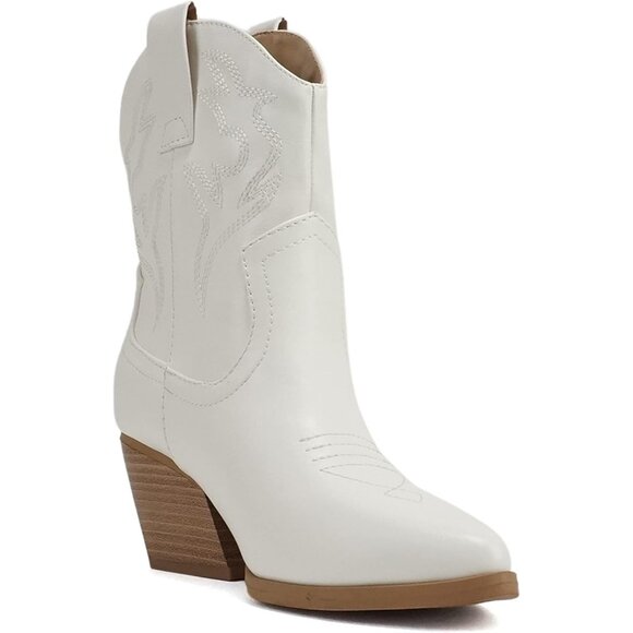 Blazing Ankle boot Wommen White Pointe Toe Low Heel - Picture 4 of 4
